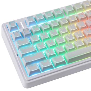 Imagem de Hyekit Teclas PBT – Teclas Shine Through Double Shot, 142 teclas Cherry Profile Backlit Key Caps para Cherry Gateron MX Switches 60 65 75 100 por cento teclado magnético mecânico (branco)