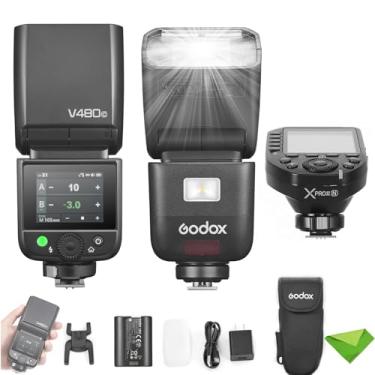 Imagem de Godox V480 N V480-N Flash TTLpara câmeras com disparador de flash XProII-N, GN50 1/8000 HSS, tempo de reciclagem de 1,7 s, sem fio 2,4 G, bateria de íons de lítio, tela sensível ao toque, flash