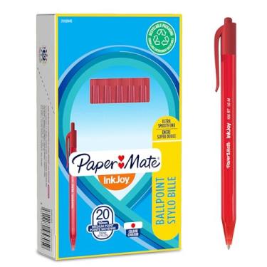 Imagem de PaperMate InkJoy 100 RT Caneta esferográfica retrátil com ponta média de 1,0 mm - vermelha, caixa com 20