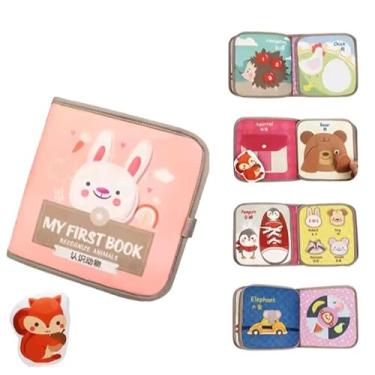 Imagem de Livro de Pano Sensorial Bebê Meu Livro de Bebê Reconheça Animais - Coelhinho Rosa - Livro Macio para Desenvolvimento Precoce e Exploração Tátil