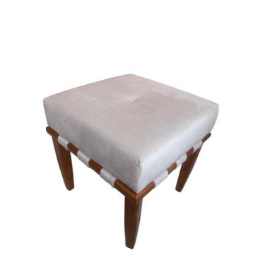 Imagem de Banqueta Puff quadrado bege pé palito - Roggi HD