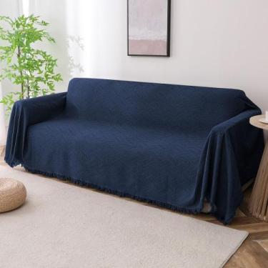 Imagem de Manta de algodão turquesa azul marinho XXL com padrão geométrico - Tur