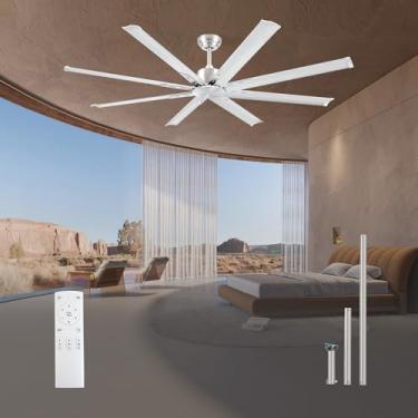 Imagem de Minislak Ventilador de teto de 182 cm, sem luz, com controle remoto, 8 lâminas de alumínio, motor industrial CC, operação silenciosa, 6 velocidades, grande ventilador de teto interno e externo para