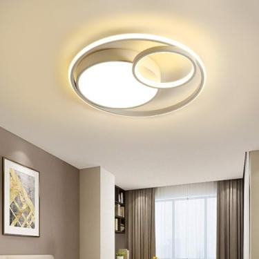 Imagem de Lampada LED Redonda, Bivolt 48w 3 Em 1 com Luz Central Dupla (Branco), Luminaria de Teto, Plafon LED Sobrepor, Luminária de LED de Sobrepor Redonda