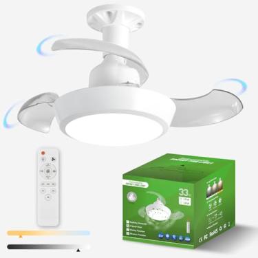 Imagem de AVLRM Ventilador de luz com controle remoto, ventiladores de teto pequenos de 45,5 cm com luzes, infinitamente regulável, temporizado e velocidades de vento de 3 velocidades, fácil instalação