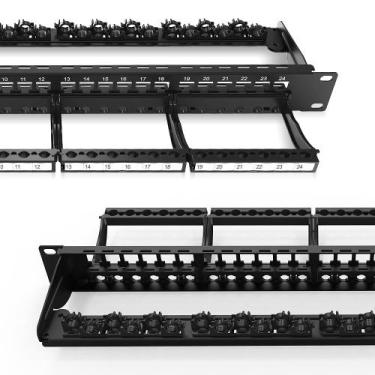 Imagem de Patch Panel Enmane 24 portas Blank Keystone RJ45 Rack Mount