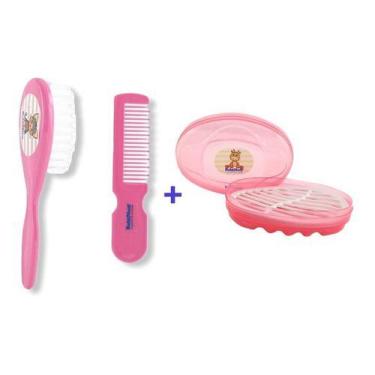 Imagem de Conjunto Higiene Bebê Pente Escova Kit Saboneteira Infantil - Baby Nan
