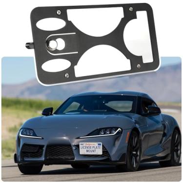 Imagem de Suporte de placa de licença sem broca compatível com Toyota Supra 2020-2023 gancho de reboque dianteiro suporte de placa de carro suporte adaptador de moldura de carro acessórios