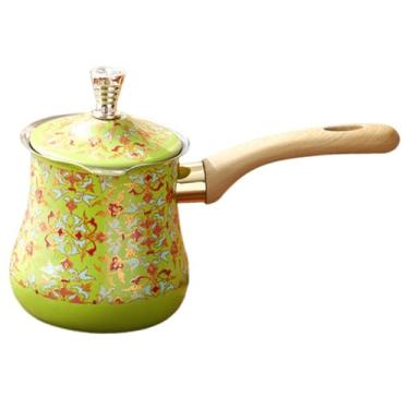 Imagem de IEUDNS Cafeteira, aquecedor de manteiga, jarra para fogões a gás, profissional, verde, aço inoxidável, pote de derretimento de chocolate para camping, 550 Ml