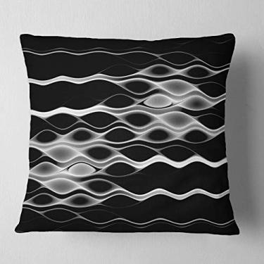 Imagem de Designart White Waves Fractal Pattern 'manta abstrata sala de estar, sofá, almofada + capa de almofada impressa em ambos os lados 66 cm x 66 cm