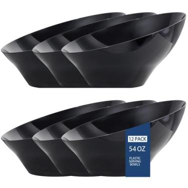 Imagem de Taças de servir BuCla, pacote com 12, plástico preto, 1,6 L para festa