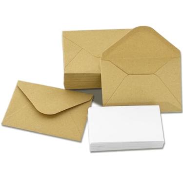 Imagem de 50 pacotes de envelopes de vale-presente com cartões em branco 10 x 7,5 cm envelope Kraft Mini envelope para cartão de visita (50, marrom, 4 x 2,75)