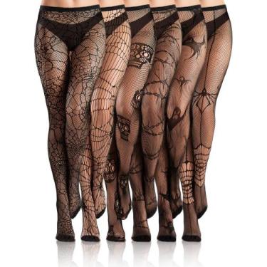 Imagem de Meias Ramede, 6 pares, padrão de renda arrastão de Halloween