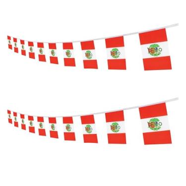 Imagem de Bandeira peruana com faixa peruana, 5,9 m 20 mini bandeiras, faixa de 14 x 21 cm, decoração de festa interna e externa.