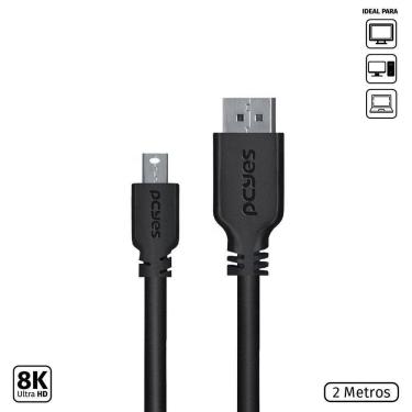 Imagem de Cabo Mini Displayport Macho Para Displayport Macho V.1.2 28awg Puro Cobre 2 Metros - Pmddpm-2