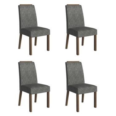 Imagem de Kit 4 Cadeiras De Jantar 4255 Com Espaldar Rustic-silver Madesa