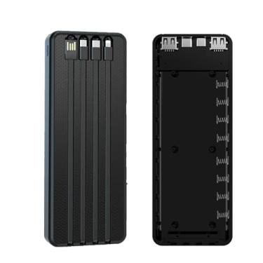 Imagem de LQMBABY Caixa organizadora de baterias 5V-2.1A Power 10 x 18650 com 4 cabos de carregamento de interface Micro/Tipo-C/USB/IP para suporte eletrônico faça você mesmo suporte bancário capa branca