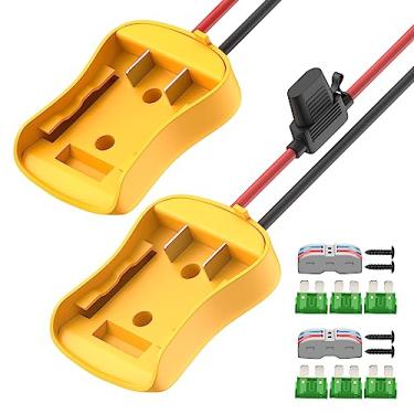 Imagem de 2 peças adaptador de bateria 20V roda elétrica kit conversor de bateria 12 AWG fio com fusíveis e conectores para brinquedo de carro RC robótico