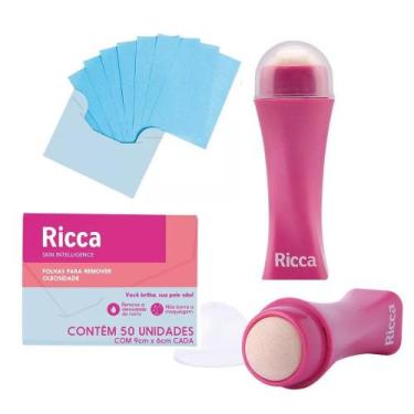 Imagem de Kit Anteoliosidade Ricca 50 Lenço Removedor + Rolo Facial Super Pedra 