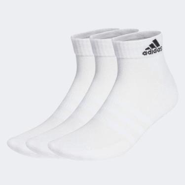 Imagem de Kit Meia Adidas Cano Baixo Sportwear c/ 3 Pares, Branco, Preto, M