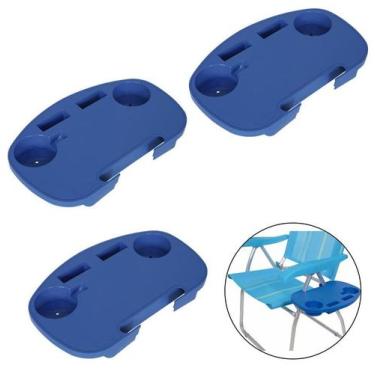 Imagem de Kit 3 Mesa Portátil Para Cadeira De Praia Porta Celular Copos - Mor