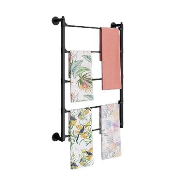 Imagem de Toalheiro, expositor para gravatas e lenços, barra organizadora de fitas para pendurar, cabide de metal montado na parede para loja de retalho de roupa para casa (cor: Preto, tamanho: 60 x 75