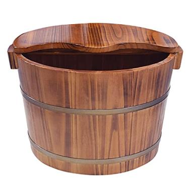Imagem de Balde de madeira para pés espesso, lavatório doméstico, ajuda a dormir, spa para pés, adequado para pedicure de spa familiar, banho de pés, massagem, spa, sauna, molho B (B)