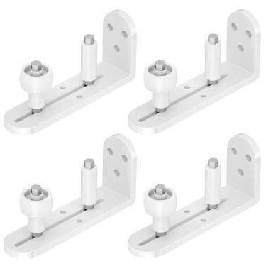 Imagem de Guia de piso de porta de celeiro deslizante, rolos ajustáveis, ferragens para porta de celeiro, rolos de porta de celeiro, design de fundo plano nivelado, design de borda arredondada (branco)