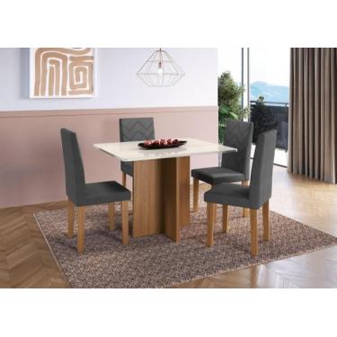 Imagem de Conjunto sala de jantar predilleta florida 110cm com 4 cadeiras freijo