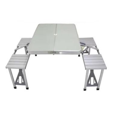 Imagem de Jogo de Mesa c/ Bancos Pel-731A Portátil Vira Maleta Prata
