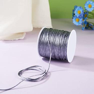 Imagem de 1 rolo de fio de nylon de 1 mm, cordão de cetim de rabo de rato, material para fazer você mesmo, cordão de nylon para colar, pulseira, joias, artesanato feito à mão, 70 m)/rolo (cinza)