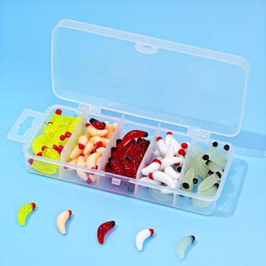 Imagem de 100 peças de silicone macio larva, isca de pesca de minhoca de pão artificial macio, isca de pesca de minhocas falsas (0,8 polegadas)