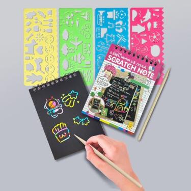 Imagem de Conjunto de 12 peças de papel de arte de raspar - mini notas, suprimentos de artesanato DIY para projetos criativos e presentes, essencial da faculdade - rosa