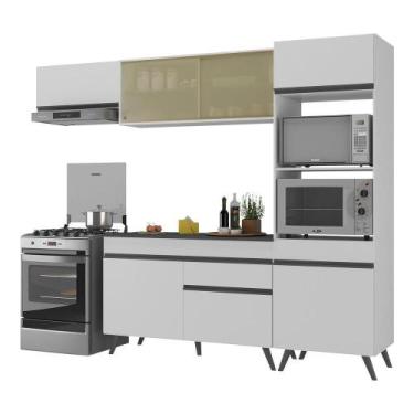 Imagem de Armário De Cozinha Compacta 252cm Veneza Multimóveis V3691 Branco/pret