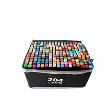Imagem de 120/168/204 Cores Caneta Marcadora De Cabeça Dupla Oleosa Montagem Artística Para Estudantes (204 cores)