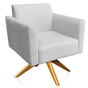 Imagem de Poltrona Isabella Base Giratória Madeira Suede Cinza