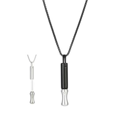 Imagem de INTIMATE LOVER Colar de respiração com filtro de algodão, aço inoxidável, alívio de estresse, colar de joia presente para mulheres e homens, 18.0 Inches, Algodão, Sem Pedra Preciosa