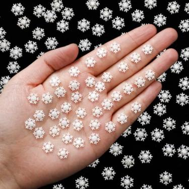 Imagem de Knitgrip 150 peças mini floco de neve para artesanato 0,35 polegada pequena resina enfeite de natal enfeites de floco de neve pequenas peças de artesanato para decoração de festa de inverno de Natal