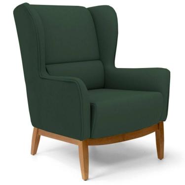 Imagem de Poltrona Decorativa Base Manu Madeira Milena C-117 Linho Verde - Domi