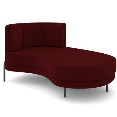 Imagem de Chaise Longue Divã 164cm Braço Esquerdo Logus D06 Veludo Vermelho - Mpozenato
