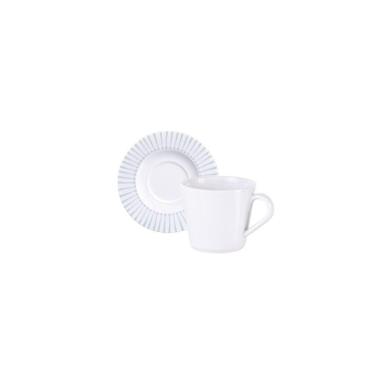 Imagem de Conjunto Xícara E Pires De Chá Tramontina Monocroma Em Porcelana Decorada 185 Ml 2 Peças