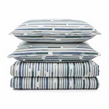 Imagem de Kit Cobre Leito Colcha Magnus Casal 3 Peças Dupla Face Estampado Geométrico - Color - 100% Poliéster