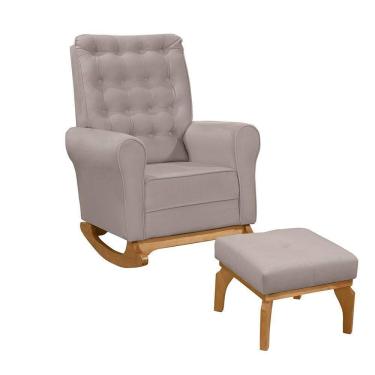 Imagem de Poltrona De Amamentação E Balanço Páris C/ Puff Veludo Marrom Claro