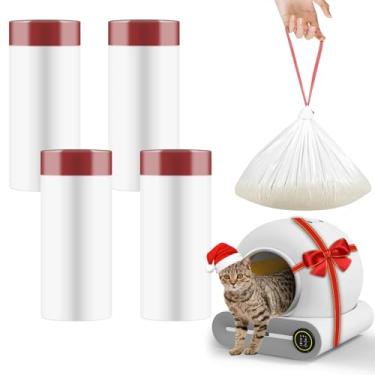 Imagem de Forros de caixa de areia autolimpantes de 80 unidades para MeoWant MW-SC01/MW-SC02, sacos de lixo com cordão extragrossos 45 x 50 cm, eliminação de resíduos de gatos à prova de odor