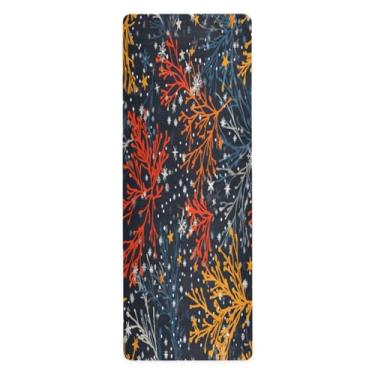 Imagem de GUIJI Tapete de borracha para galhos de árvore de Natal, tapete de treino antiderrapante para mulheres e homens, tapetes de ioga resistentes para treino em casa para exercícios de ioga e pilates