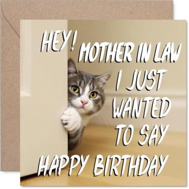 Imagem de Stuff4 Cartão de aniversário da sogra - gato fofo Peekaboo - Cartão de feliz aniversário para sogra do filho e filha, cartões de felicitações adoráveis de aniversário de 14 cm