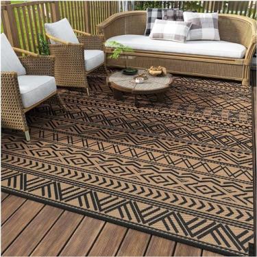 Imagem de HGTRH Tapete exterior terraço impermeável grande, tapetes de jardim exteriores, sustentáveis tecido tecido de veludo de vidro tapetes de ar com sola antiderrapante