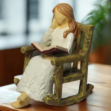 Imagem de Livinges Bookshelf Decor Thinker Statue/Figurines - Gift for Graduates, Students, Teachers, Caregivers - Best Gifts for Book Lovers, Reader/Writer/Librariran Gift