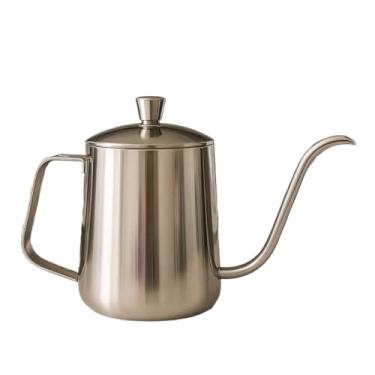 Imagem de Jarras de Cafeteira Bule Inox Escovado Bico Fino 600 Ml Leiteira Profissional Aço Inoxidável Antiferrugem Chaleira Preto(Inox 600ML)