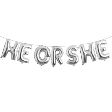 Imagem de Gender Reveal Balloons Christmas He or She Baking Party Decoration Boy or Girl Baby Shower Decoration Supplies Favors Photobooth Props (HE OR SHE Silver)